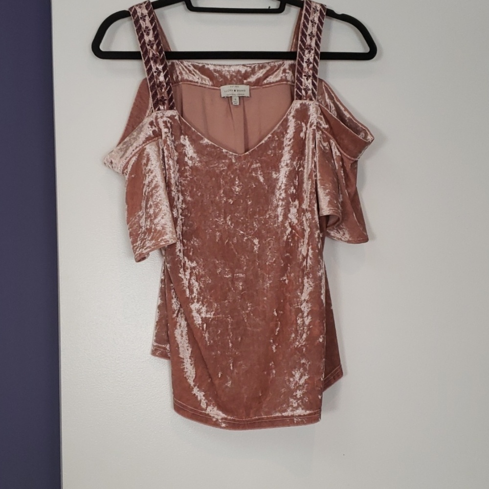 Lucky Brand Pink Velvet Short Sleeve Top